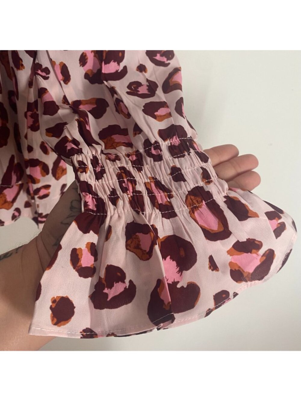 Grace + Emma Womens Leopard Print Long Sleeve Blouse 3XL Pink & Burgundy - Picture 7 of 8